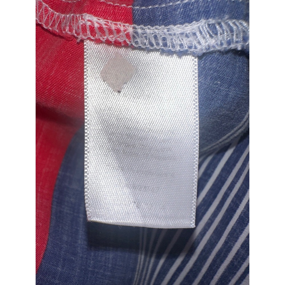 Talbots Womens Medium Striped Popover Tunic‎ Blouse Red Blue White 3/4 Sleeve - Picture 7 of 7